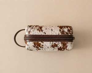 Premium Genuine Leather Hair On Toiletry Bag Luxury Travel Wash Bag High Quality Cowhide Shaving Kit For <b>Men</b> LHON-0004 - Product Image 2