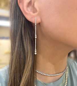 Pendientes de Diamante Cultivado Redondo con Cierre a Presión, Diseño de Barra Colgante, Joyería de Lujo Solitaria, Oro Sólido de 14K y 18K, Fabricación Artesanal - Product Image 6