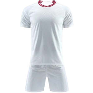 Ensemble de maillot et short de football personnalisé par sublimation, rouge et noir, respirant, en polyester, unisexe adulte - Product Image 1