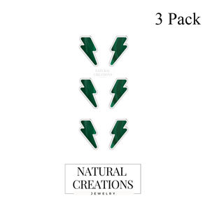 Pendientes de Plata de Ley 925 Premium con Malaquita en Forma de Rayo, Engaste de Bisel de 7mm, Modernos, para Compromiso, Boda, Regalo, Fiesta - Product Image 2