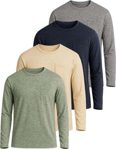 T-shirt athlétique à manches longues et col rond pour homme STELLAR, grandes tailles, tissu en velours côtelé respirant, coupe classique - Product Image 3