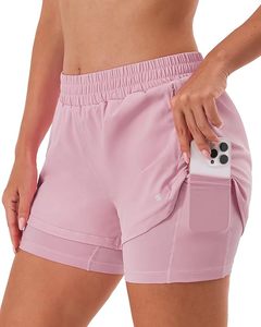Shorts Deportivos 2 en 1 para Mujer, Cintura Alta, con Forro, Cierre y Bolsillos, Spandex/Poliéster - Product Image 6