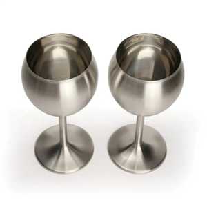 Juego de Copas de Vino Desechables de Acero Inoxidable Cepillado al por Mayor, Irrompibles, Plateadas Premium, Diseño Moderno para Bodas - Product Image 4