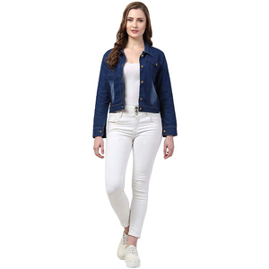 High Quality Women's <b>Denim</b> <b>Jackets</b> Long Sleeve Ladies <b>Crop</b> Jeans <b>Jackets</b> for Sale OEM Serviced Customized Women <b>Jacket</b> - Product Image 4
