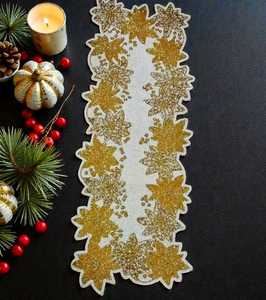 Handmade Fabric <b>Table</b> <b>Mat</b> Customized Shape Luxury Design Green Gold Embroidered Pattern Adjustable Lightweight Eco-Friendly 5mm - Product Image 2