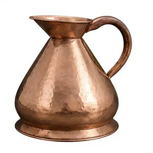 Carafe en cuivre lisse et uni, finition cuivre, style persan, avec fossettes texturées, authentique, fabriquée artisanallement, vaisselle de qualité. - Product Image 5