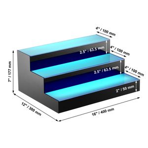 3-Tier 16-Inch LED Lighted Commercial Acrylic <b>Bar</b> <b>Shelf</b> Home Whiskey Rack Display Stand for Wine Liquor 3-Step Illuminated Rack - Product Image 2