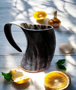 Taza de cuerno de búfalo estilo americano hecha a mano F S INTERNATIONAL con asa pulida, ecológica, con empaque personalizado para fiestas - Product Image 6