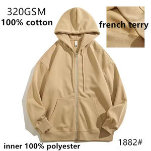 Custom 500 GSM Heavyweight Full Zip-Up Hoodie Manufacturer Oversized <b>Thick</b> Unisex Hooded Sweatshirt with Zipper - Product Image 3
