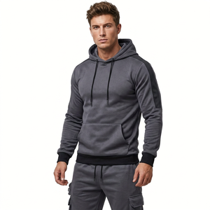 Conjunto Deportivo Casual de Otoño para Hombre, con Capucha, Color Sólido, Tejido de Poliéster y Algodón, Transpirable, con Múltiples Bolsillos, de Dos Piezas - Product Image 4