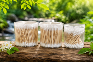 Shivarch <b>Bamboo</b> Stick Cotton Swabs 100 Stems 200 Tips Green Lid <b>Container</b> From Gujarat - Product Image 6