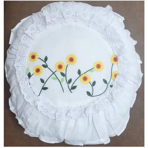 Fundas de Cojín Redondas Vintage con Apliques Bordados de Girasoles, 100% Algodón Lavable, con Lazos, para Hogar y Hotel, Venta al Por Mayor Personalizada - Product Image 5