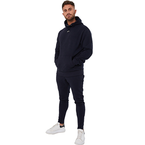 <b>Mens</b> High Quality Hooded Solid Printed 100% Cotton Tracksuit Breathable Zipper Design Running Training Winter Season - Product Image 3