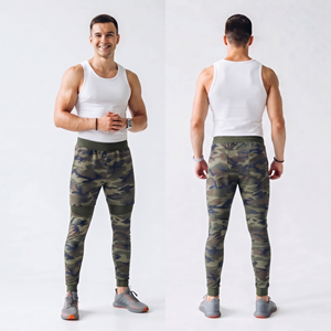 Men's Camouflage 2 in 1 Drawstring Waist Yoga Pants With Pockets Breathable Spandex Polyester <b>Ankle</b>-<b>Length</b> Workout Wear <b>Leggings</b> - Product Image 6