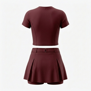 Ensemble de tenue de tennis performante pour femmes, haut polo respirant, jupe plissée, fabricant de vêtements de sport sur mesure OEM ODM, vente en gros - Product Image 2