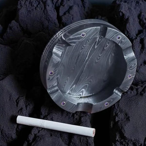 Damascus Pattern Metal <b>Ashtray</b> Handmade Smoking <b>Ashtray</b> Durable Stylish <b>Ashtray</b> for Home Office Bar Accessories - Product Image 5