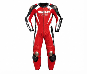 Combinaison de course sur circuit professionnelle pour homme Rucati / Traje sur mesure en cuir de vache/crocodile avec protection de niveau 2 - Product Image 1