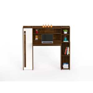 Mesa de estudio Walden de madera de arce marrón y blanca con estantería - Product Image 2