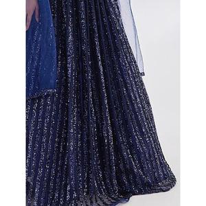 Belle fête en filet à paillettes bleu Lehenga Choli avec Dupatta - Product Image 1