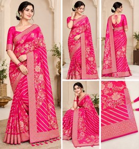 Reglance Designer Dola Silk Jacquard Saree Meenakari Weaving Dori Piping Border Quick Dry Wrinkle Free Festive Wear Traditional - Product Image 3