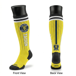 Men Baseball <b>Socks</b> Premium 210 GSM <b>Soft</b> Stretch Cotton Polyester Fabric Green Black White Striped Athletic Fit Custom Knit Logo - Product Image 2