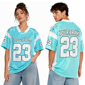 Camiseta Deportiva Unisex de Fútbol Americano 100% Poliéster con Estampado Gráfico Personalizado, Cuello en V, Hombros Caídos y Manga Corta - Product Image 1
