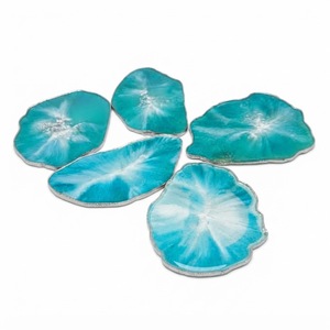 Posavasos hexagonales de resina epoxi al por mayor, juego de posavasos de lujo con diseño de arte fluido azul océano para decoración de mesa en el hogar, hotel, regalo promocional - Product Image 6