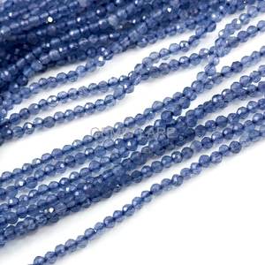 Cuentas redondas microfacetadas de tanzanita natural de 2 mm, pequeñas cuentas sueltas de tanzanita con corte de diamante para la fabricación de joyería al por mayor. - Product Image 5