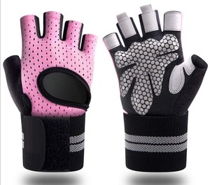 Fitness Gloves Black Mesh Half <b>Finger</b> Workout Gym Training Grip Enhancement Non-Slip Adjustable Wrist <b>Strap</b> Unisex - Product Image 4