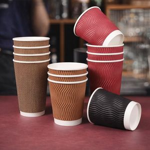 Vasos de Café Desechables de Papel Kraft Blanco con Paredes Onduladas de 6 oz, Personalizables, Sin Tapa, para Uso en Oficina, Hogar y Comida para Llevar - Product Image 1