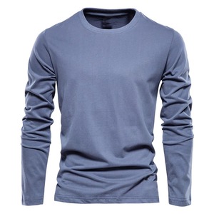 เสื้อยืดคอกลมแขนยาวผู้ชาย ทรงเข้ารูป สีขาวล้วน ผ้าฝ้ายถัก สวมใส่สบายๆ - Product Image 3