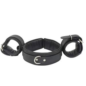 Menottes et entraves de cheville en cuir véritable imprimées par transfert thermique avec intérieur en daim doux, largeur 4,5 cm, détection par aiguille - Product Image 1