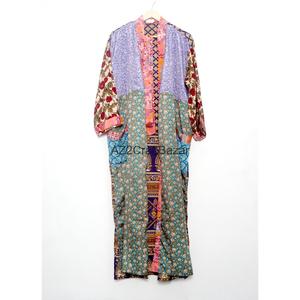 Kimono long en soie fait main à manches longues, robe de mariée, cardigan pour femme, vêtement de détente élégant, peignoir en soie, cadeau pour elle - Product Image 4