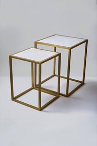 Mesas de Centro Modernas de Alta Calidad con Marco de Latón y Tapa de Mármol, Muebles Contemporáneos para Sala de Estar - Product Image 2