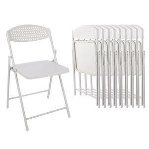 Chaises pliantes en plastique léger avec structure en acier, blanches, lot de 10 - Product Image 1
