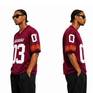 Maillot de football unisexe de haute qualité à col mandarin imprimé en mesh, manches courtes, numéro personnalisé 03, respirant, 100% polyester, pour équipe - Product Image 6