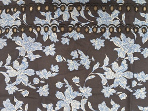 Factory Direct Premium <b>Navy</b> Blue Floral Cotton Fabric with <b>Navy</b> Blue Schiffli Eyelet Embroidery - Printed Botanical Design - Product Image 4