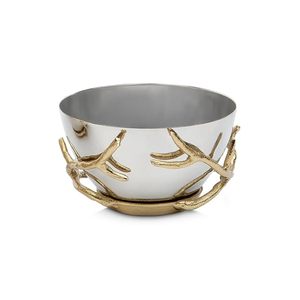 Elegant <b>Gold</b> & Silver Finish Serving <b>Bowl</b> | Handcrafted Aluminum & Stainless Steel <b>Decorative</b> Fruit Snack <b>Bowl</b> - Product Image 1