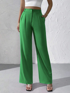 Pantalones Casuales Elegantes de Alta Calidad para Mujer, Pantalones Anchos de Pierna Recta de Color Sólido, Nueva Moda - Product Image 5