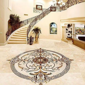 Carreaux de sol décoratifs en marbre blanc de luxe, incrustés et faits à la main, antidérapants et imperméables, pour salon, hôtel, école, hôpital - Product Image 1