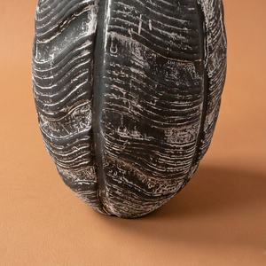 Handcrafted Segmented Dark <b>Flower</b> <b>Vase</b> Shows A Rustic <b>Black</b> Finish With Textured White Highlights For Modern Interior Decoration - Product Image 5