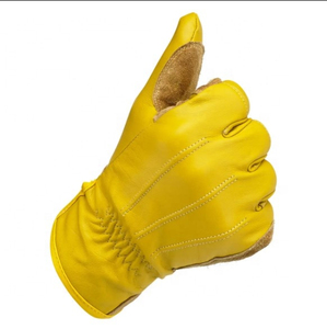 Yellow Leather Gloves With <b>Light</b> Brown Suede Leather <b>Panels</b> Motorbikes Gloves Racing Motorbike Leather Gloves - Product Image 2