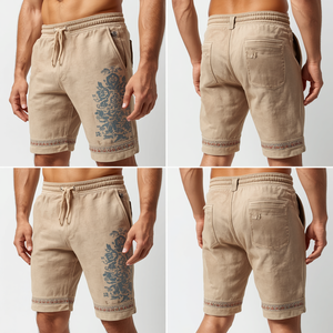 Pantalones Cortos de Felpa Francesa con Lavado Ácido y Diseño con Estampado Herencia, para Hombre, Ropa Casual, Más Vendidos - Product Image 3