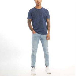 Camiseta Casual para Hombre, Azul, Manga Corta, Cuello Redondo, Corte Holgado, 100% Algodón Jersey, Diseño Vintage Personalizado, Transpirable - Product Image 3