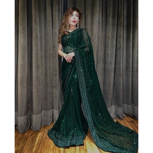 Nueva colección Fancy Bollywood Celebrity Sequence Saree estilo indio puro con blusa (longitud completa) - Product Image 1