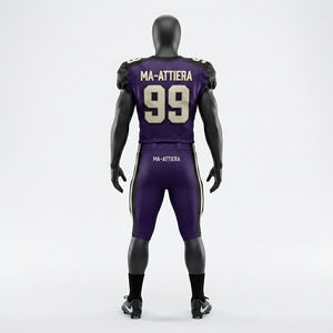 Custom Purple Black American Football Jersey Set <b>Padded</b> Football <b>Pants</b> Team Uniform Number 99 OEM ODM Wholesale Sportswear - Product Image 2