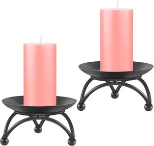 <b>Black</b> Iron Pillar <b>Candlestick</b> <b>Holder</b> Round Stand Heat Resistant Handmade for Home Decoration Eco-Friendly Christmas Low MOQ - Product Image 1