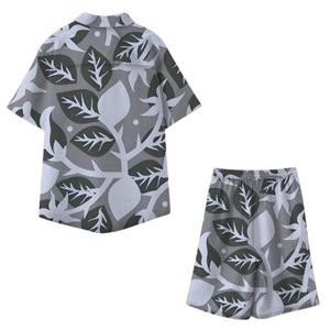 Ensemble T-shirts et shorts décontractés pour hommes, style vintage délavé à l'acide, respirant, en maille tissée à motif écossais, grandes tailles - Product Image 3