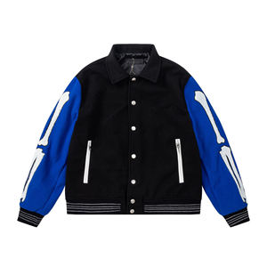 Chaqueta Varsity Negra para Hombre Beazer Sports, Mangas con Bordado de Serpiente Naranja, Cuello Mao, Corte Regular, Ropa de Invierno, Protección Anti-UV Frontal - Product Image 6