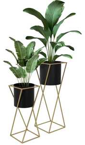 Ensemble de pots en céramique minimalistes avec support en métal noir pour une utilisation sur un bureau intérieur - Product Image 5